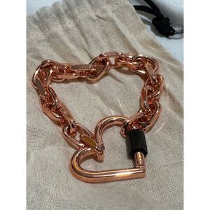 Aimee kestenberg two tone rose its a love thing heart carabiner bracelet chain